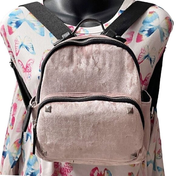 Madden Girl Pale Pink Crushed Velvet Purse Backpack Silver Studs Detail Women’s main image 15